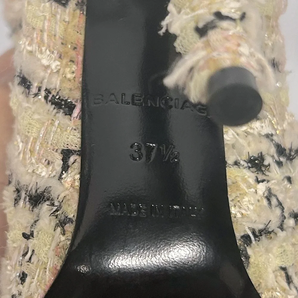 Balenciaga Tweed Ankle Boots Size EU37.5 Cream/Black - Picture 11 of 12
